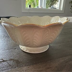 Vintage Lenox Greenfield Collection footed centerpiece bowl with 24k gold trim